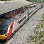 Passage of Pendolino through Poulton, following Railway Line Electrification