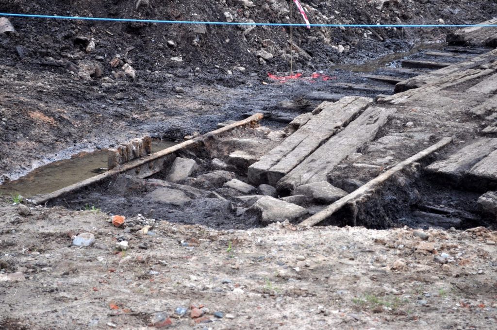 Track uncovered at the old Poulton railway station