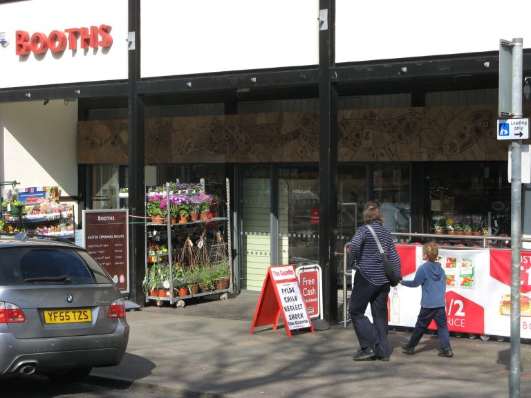 Ceramic Mural at the old Booths Supermarket. Photo: Bentham Pottery