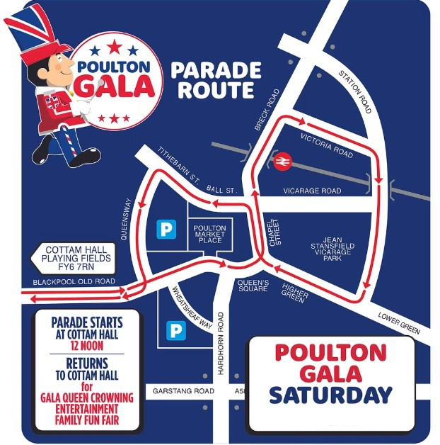 Poulton Gala parade route